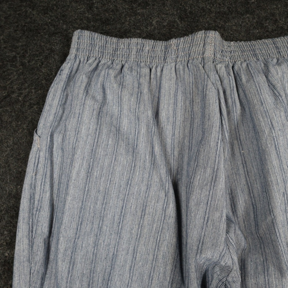 Chic Pull On Pants Womens 14 Petite Blue 100% Cotton Striped Elastic Waist - Picture 11 of 13